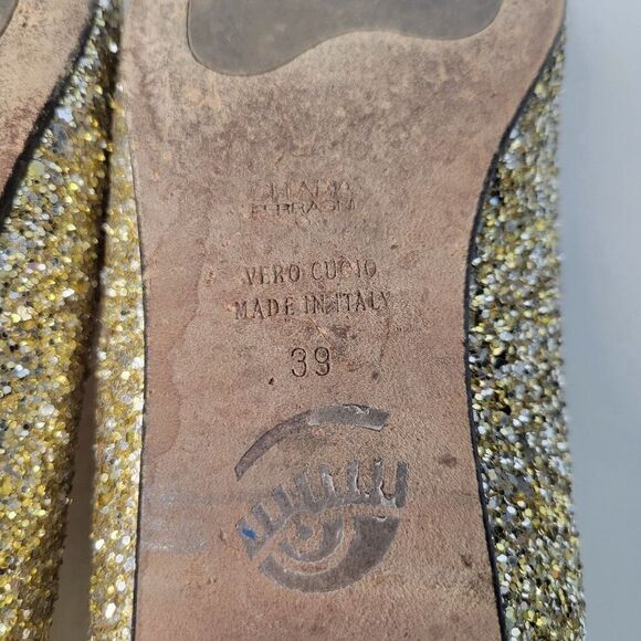 Chiara Ferragni Gold Sparkle Leather Flats (Size 8.5) - Picture 8 of 9